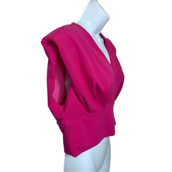 Shein Dark Pink V-Neck Crop Top Sz XL Sleeveless Blouse Versatile Fashion - Picture 7 of 8